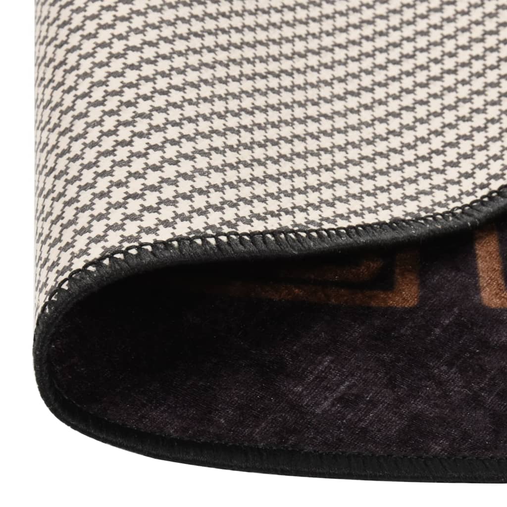 Tappeto Lavabile ?120 cm Nero e Oro Antiscivolo