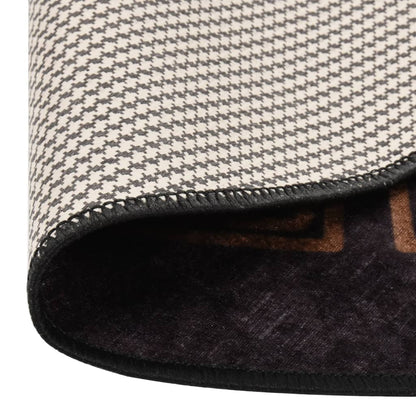Tappeto Lavabile ?120 cm Nero e Oro Antiscivolo