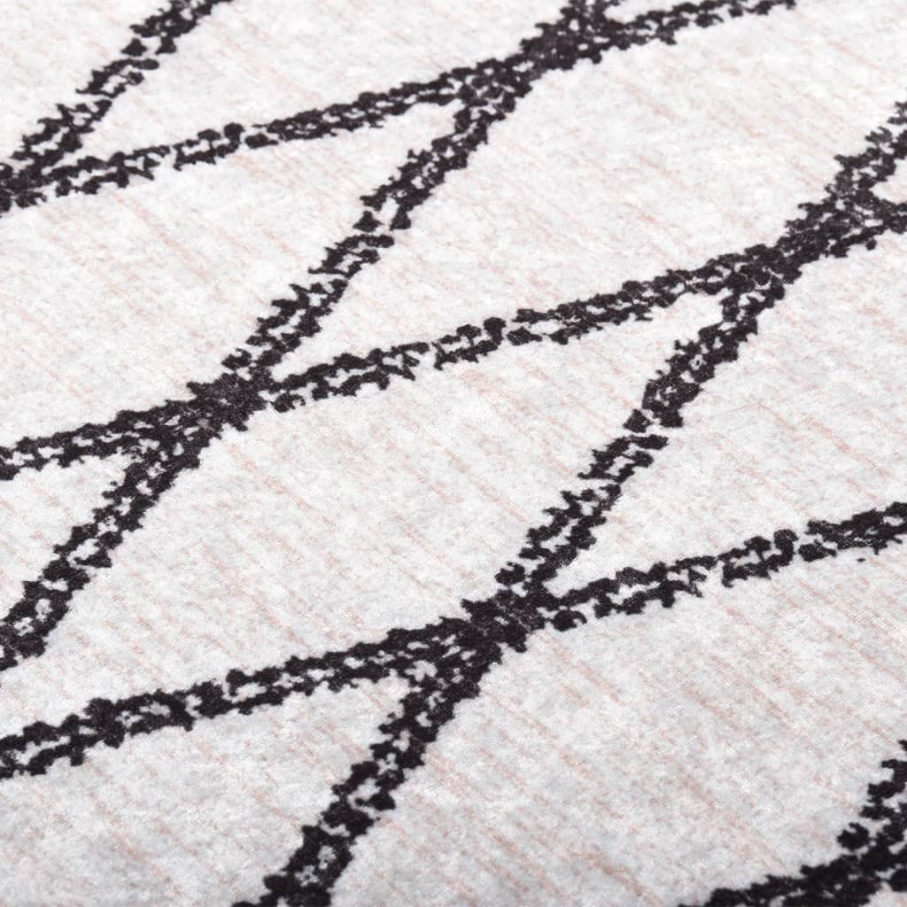 Tappeto Lavabile 80x300 cm Nero e Bianco Antiscivolo