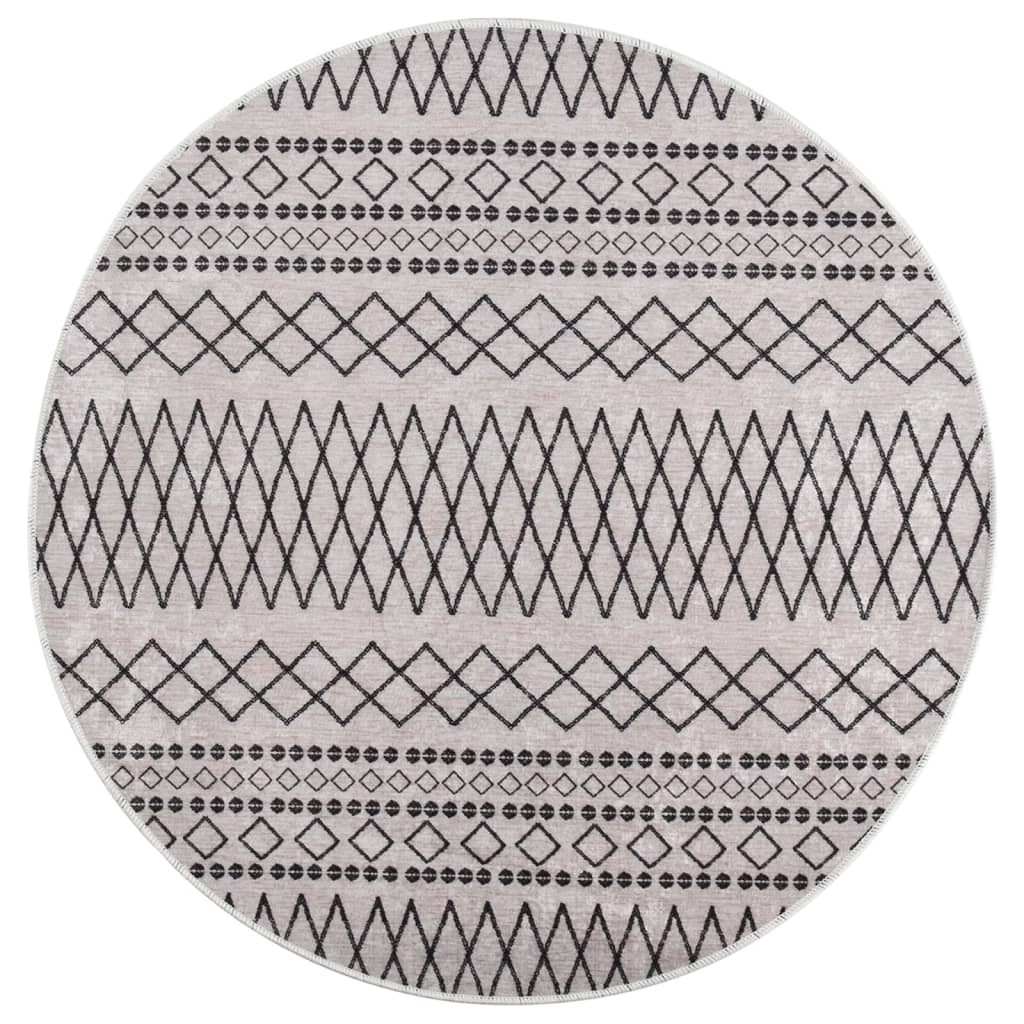 Tappeto Lavabile ?120 cm Nero e Bianco Antiscivolo