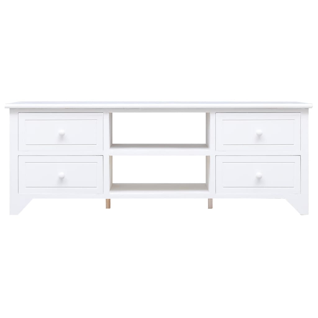 Mobile Porta TV Bianco 108x30x40 cm in Legno di Paulownia