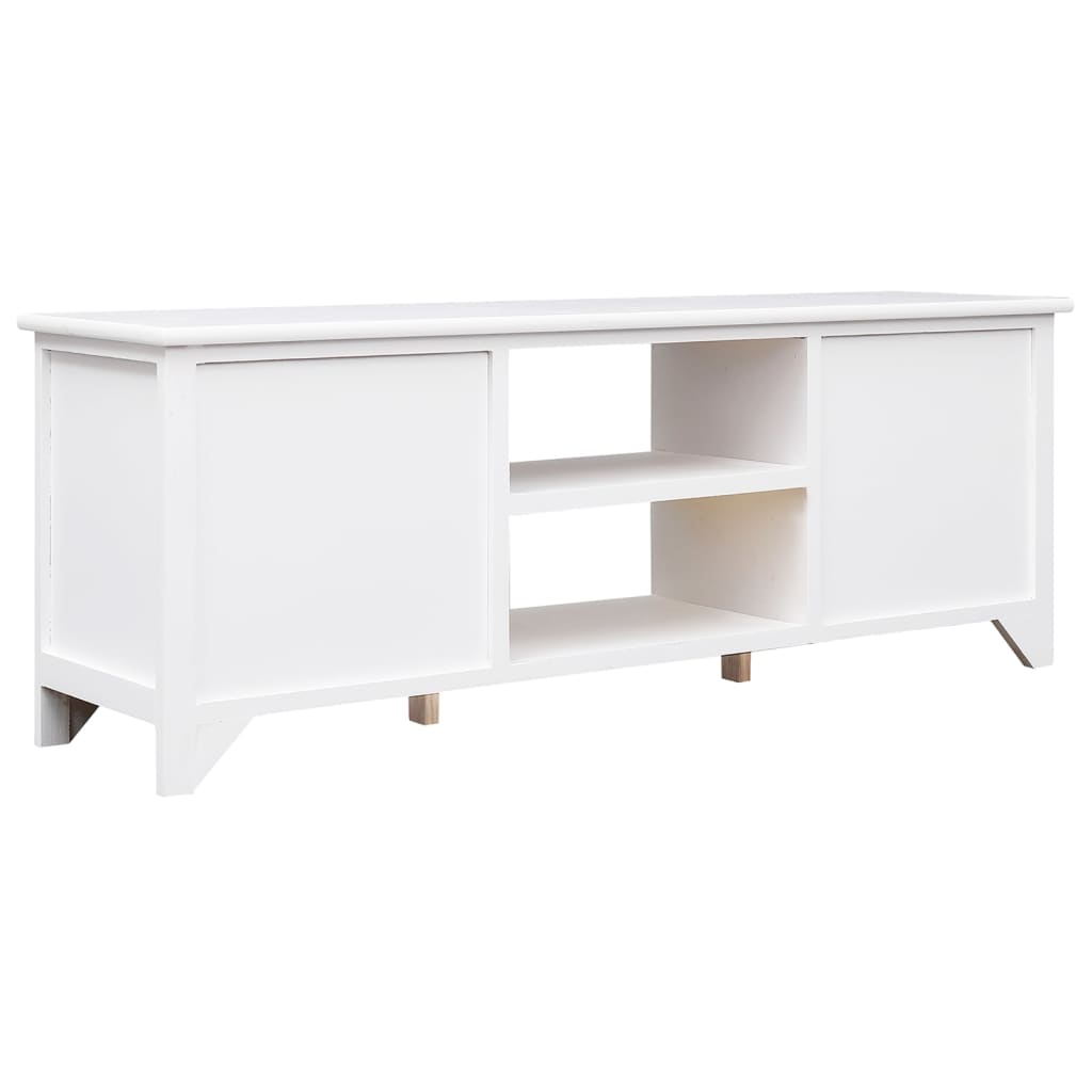 Mobile Porta TV Bianco 108x30x40 cm in Legno di Paulownia