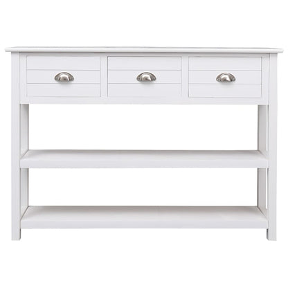 Credenza Bianca 108x30x76 cm Legno Massello di Paulownia