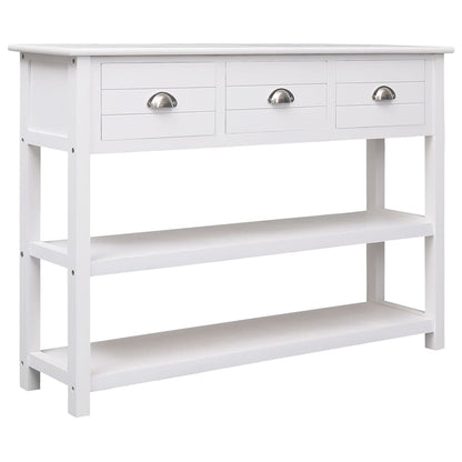 Credenza Bianca 108x30x76 cm Legno Massello di Paulownia