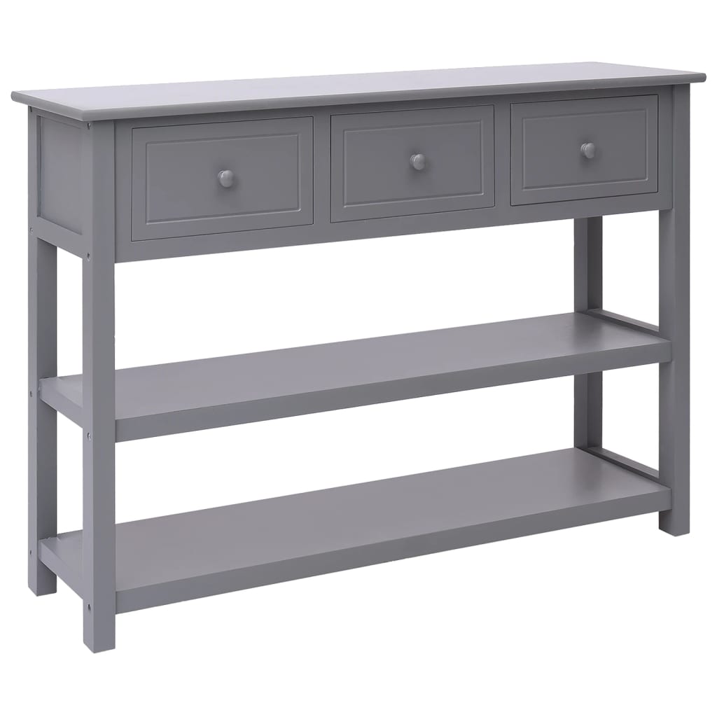 Credenza Grigia 108x30x76cm Legno Massello di Paulownia