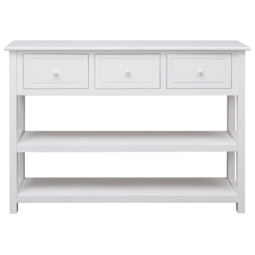 Credenza Bianca 108x30x76 cm in Legno Massello di Paulownia
