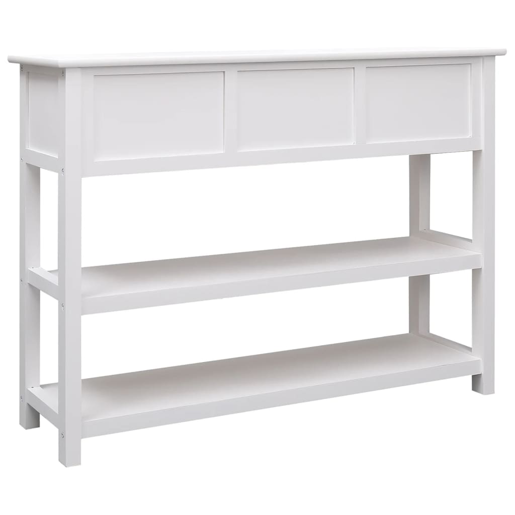 Credenza Bianca 108x30x76 cm in Legno Massello di Paulownia