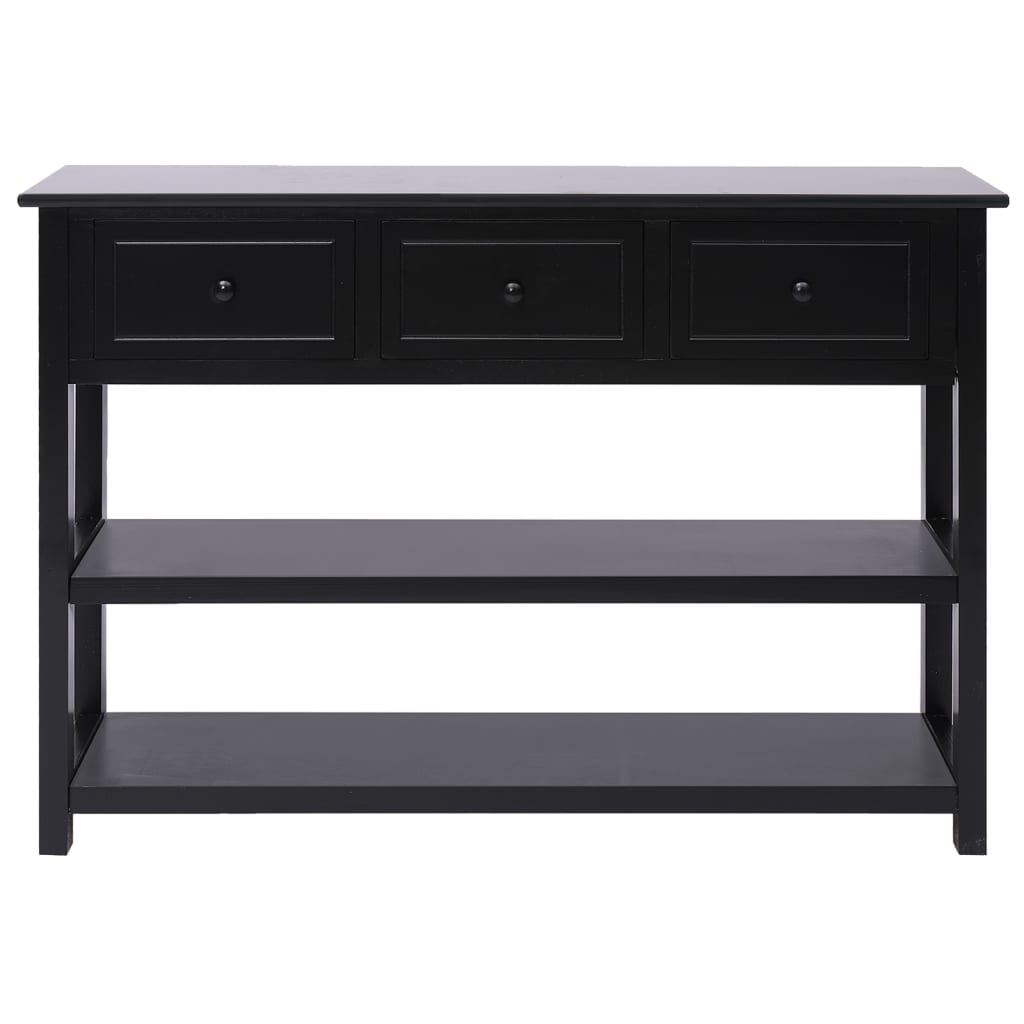 Credenza Nera 108x30x76 cm Legno Massello di Paulownia