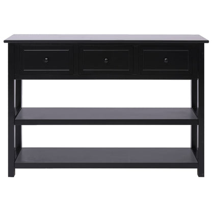 Credenza Nera 108x30x76 cm Legno Massello di Paulownia