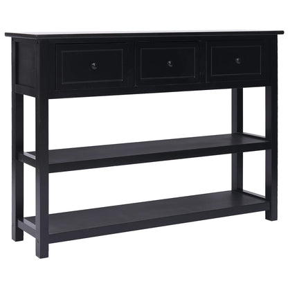 Credenza Nera 108x30x76 cm Legno Massello di Paulownia