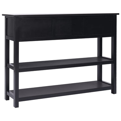 Credenza Nera 108x30x76 cm Legno Massello di Paulownia