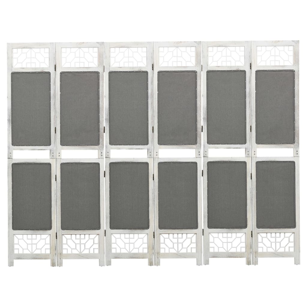 Divisorio a 6 Pannelli Grigio 210x165 cm in Tessuto