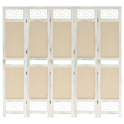 Divisorio a 5 Pannelli Crema 175x165 cm in Tessuto