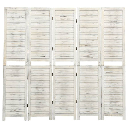 Divisorio 5 Pannelli Bianco Antico 178,5x166 cm Legno Massello