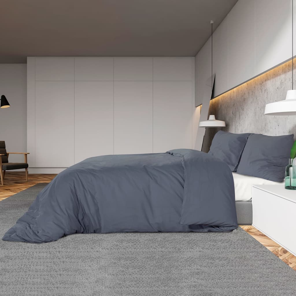 Set Copripiumino Antracite 260x220 cm in Microfibra Leggera