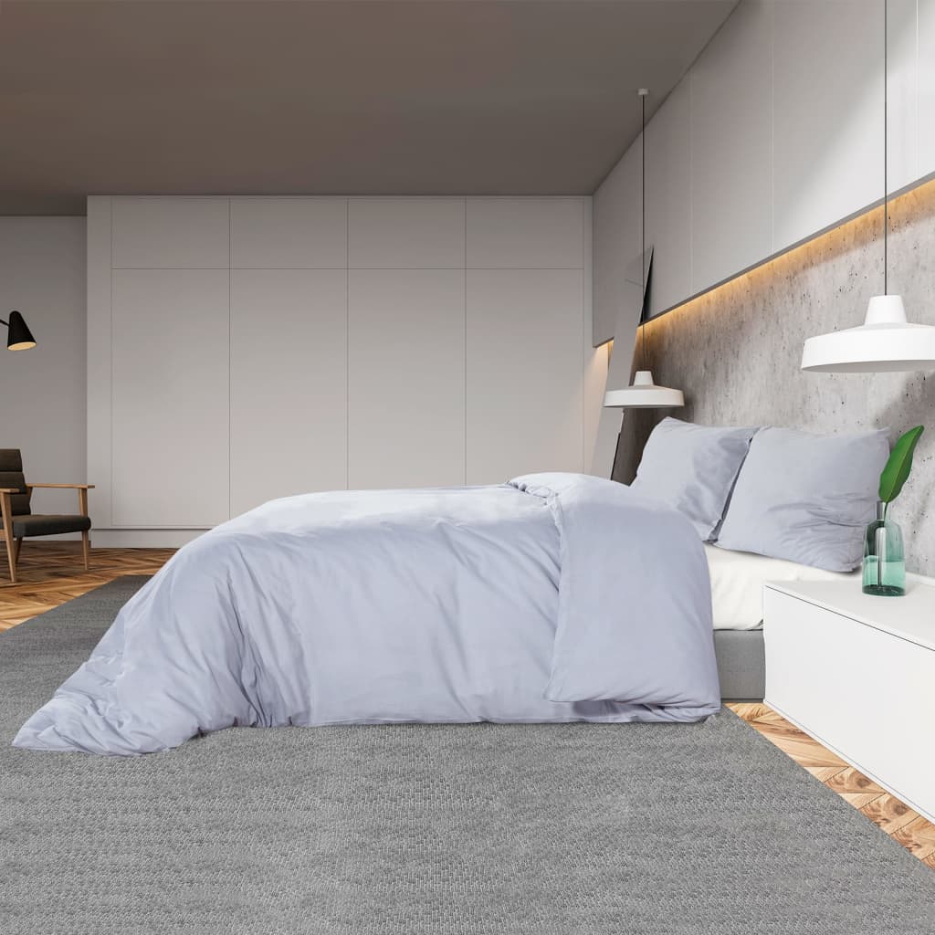Set Copripiumino Grigio 240x220 cm in Microfibra Leggera