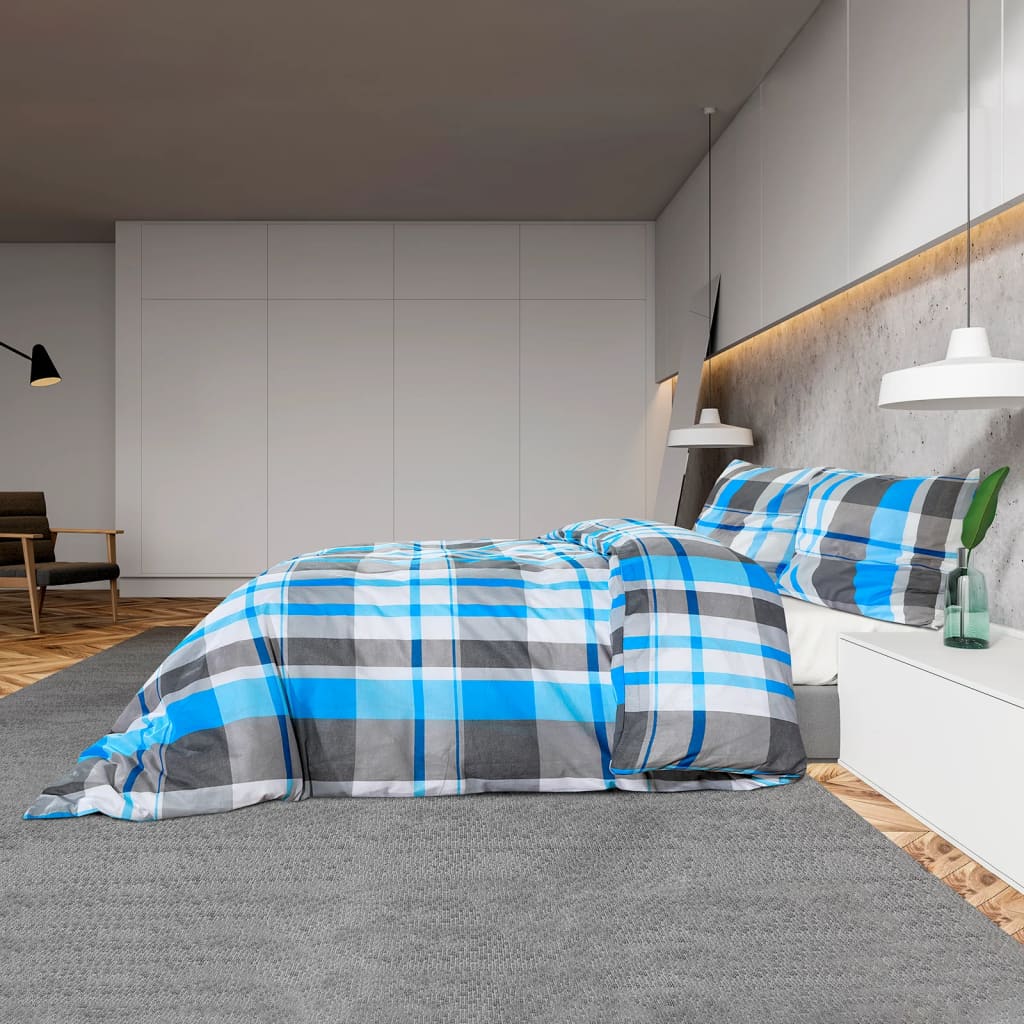 Set Copripiumino Blu e Grigio 200x220 cm in Cotone
