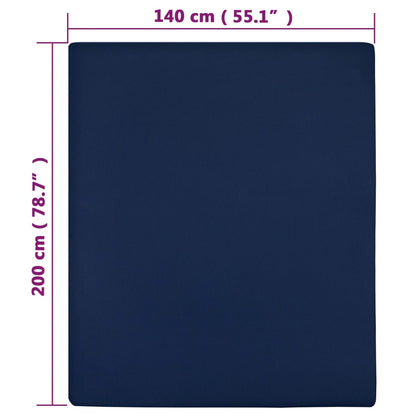 Lenzuolo con Angoli Jersey Blu Marino 140x200 cm Cotone