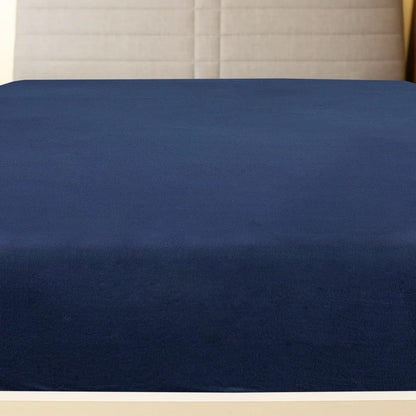 Lenzuolo con Angoli Jersey Blu Marino 160x200 cm Cotone