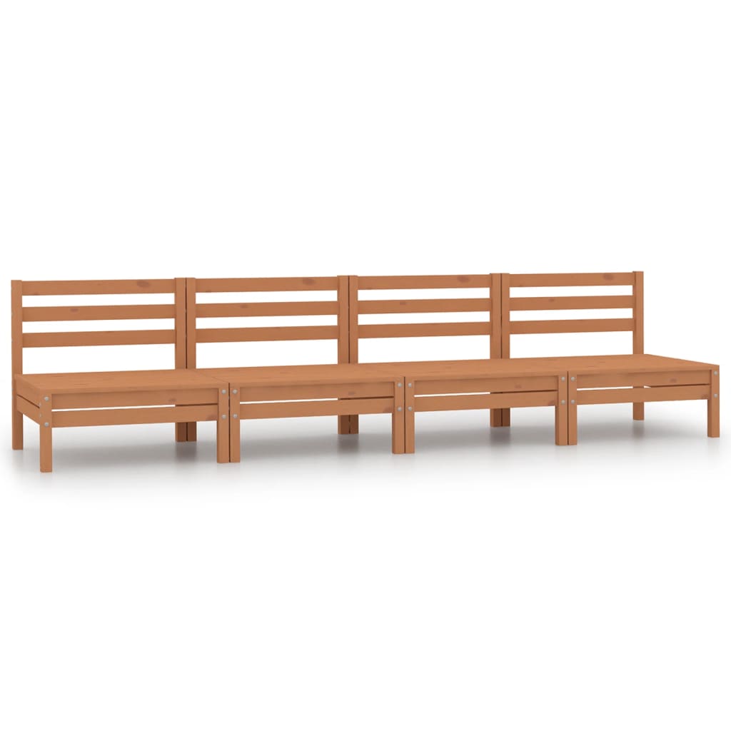 Divani Centrali da Giardino 4pz Ambra in Legno Massello di Pino