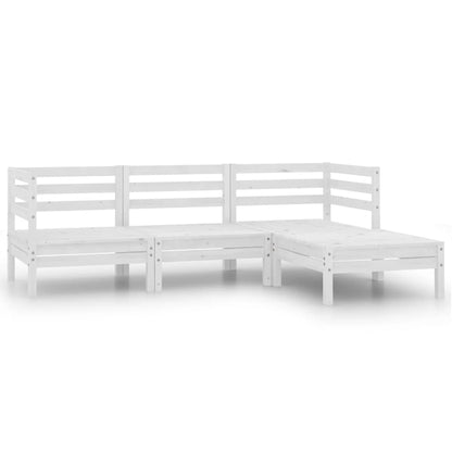 Set Divani da Giardino 4 pz in Legno Massello di Pino Bianco