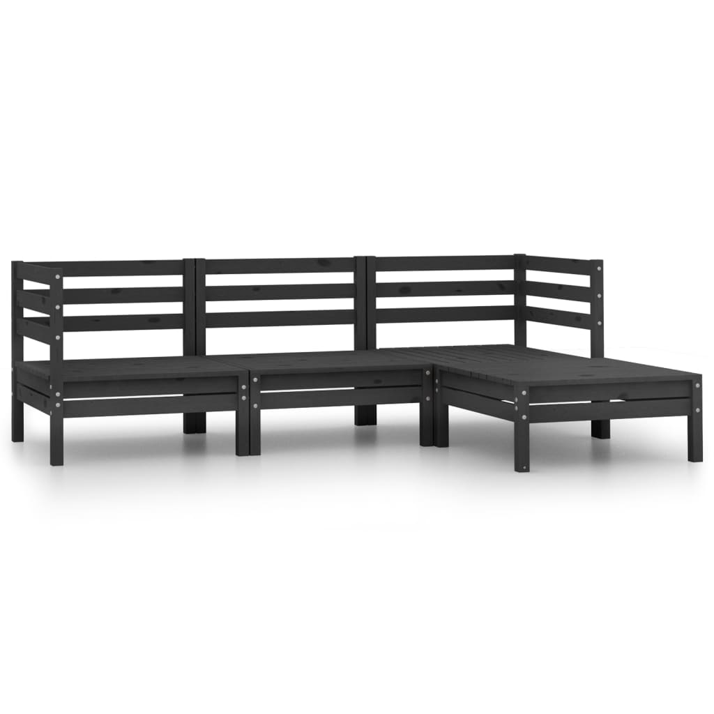 Set Divani da Giardino 4 pz in Legno Massello di Pino Nero