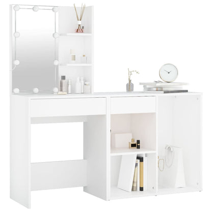 Toeletta con LED e Armadietto Bianco in Legno Multistrato