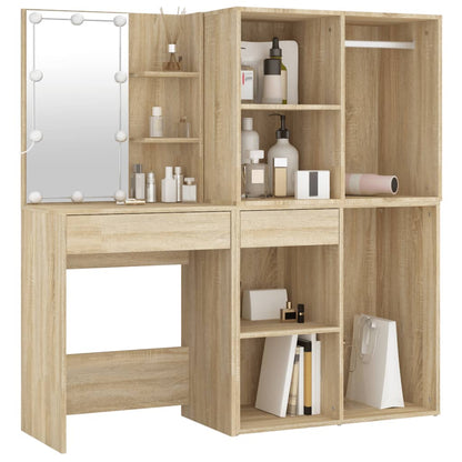 Toeletta LED con 2 Armadietti Legno Multistrato Rovere Sonoma