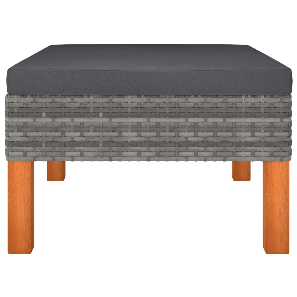 Set Divani da Giardino 7pz Polyrattan Legno di Eucalipto Grigio