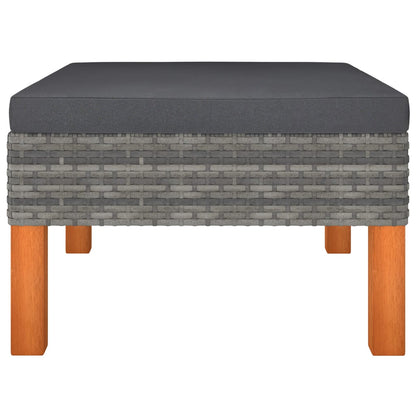 Set Divani da Giardino 7pz Polyrattan Legno di Eucalipto Grigio