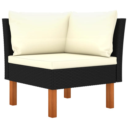Set Divani da Giardino 10 pz Polyrattan Legno di Eucalipto Nero