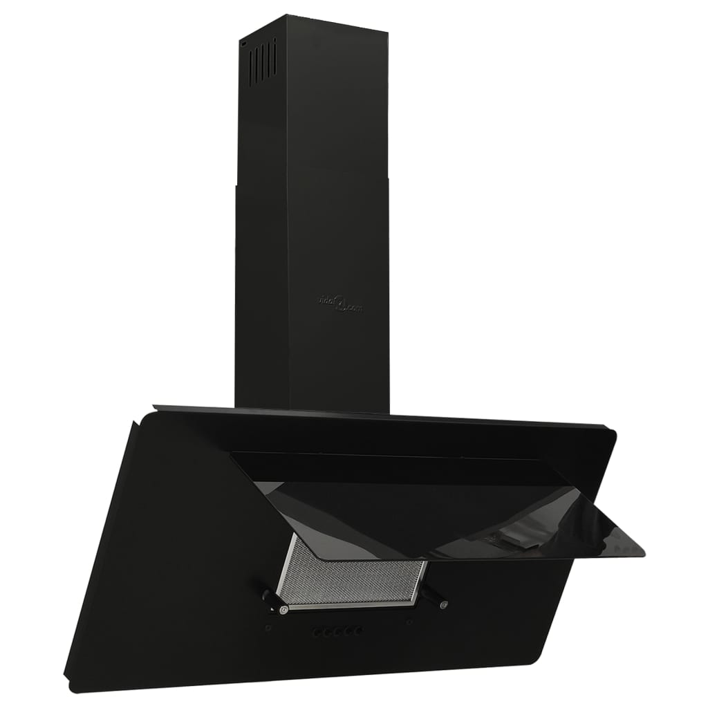 Cappa a Parete 90 cm in Acciaio Inox e Vetro Temperato Nero