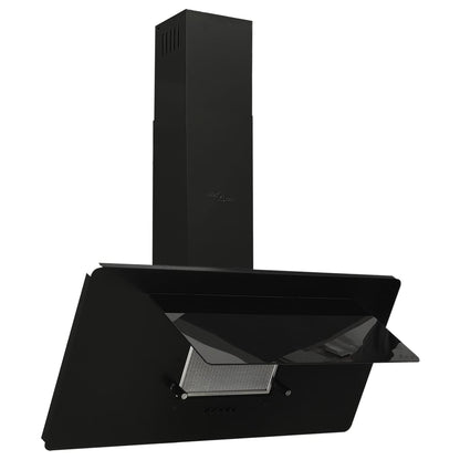 Cappa a Parete 90 cm in Acciaio Inox e Vetro Temperato Nero