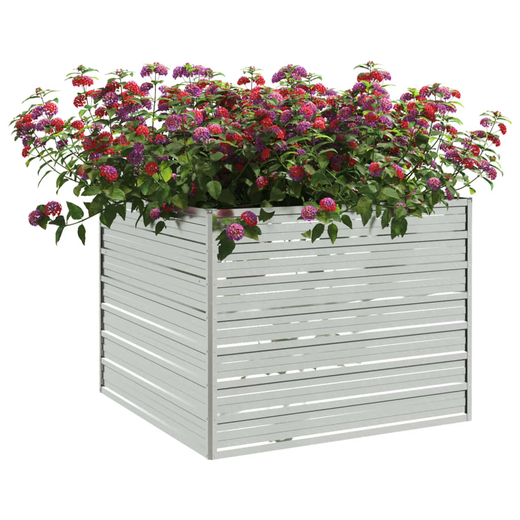 Letto Rialzato Giardino 100x100x77cm in Acciaio Zincato Argento