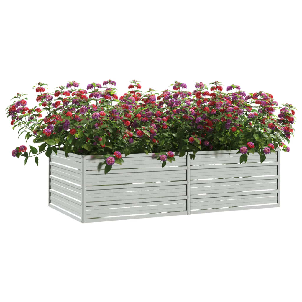 Letto Rialzato Giardino 160x80x45 cm in Acciaio Zincato Argento