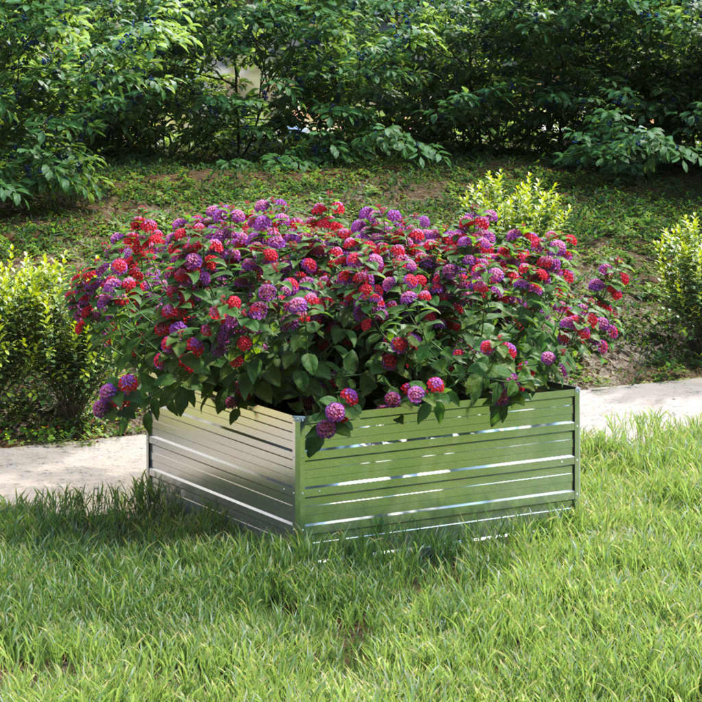 Letto Rialzato Giardino 100x100x45cm in Acciaio Zincato Argento