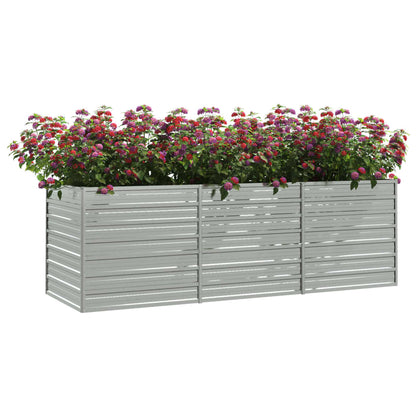 Letto Rialzato Giardino 240x80x77 cm in Acciaio Zincato Argento