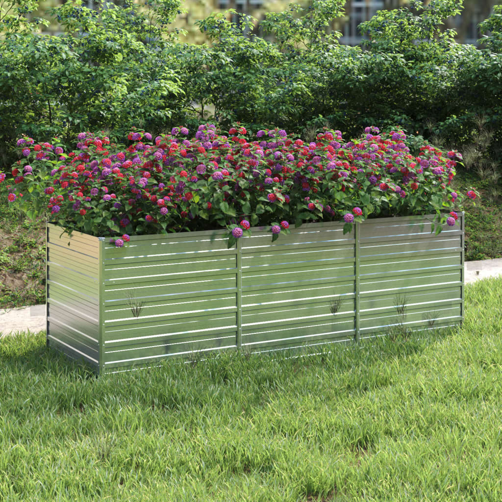 Letto Rialzato Giardino 240x80x77 cm in Acciaio Zincato Argento
