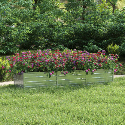 Letto Rialzato Giardino 240x80x45 cm in Acciaio Zincato Argento