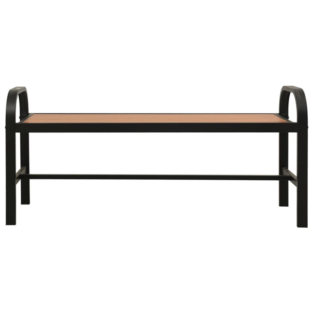 Panchina da Giardino 124,5 cm Marrone e Nera in Acciaio e WPC