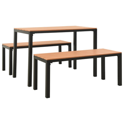 Set da Pranzo da Giardino 3 pz in Acciaio e WPC Marrone e Nero