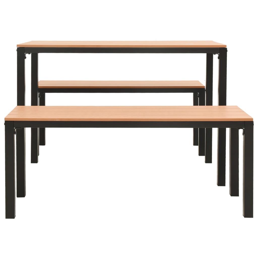 Set da Pranzo da Giardino 3 pz in Acciaio e WPC Marrone e Nero