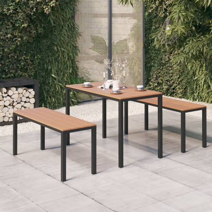 Set da Pranzo da Giardino 3 pz in Acciaio e WPC Marrone e Nero