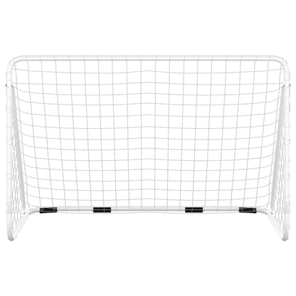 Porta da Calcio con Rete Bianca 180x90x120 cm in Acciaio