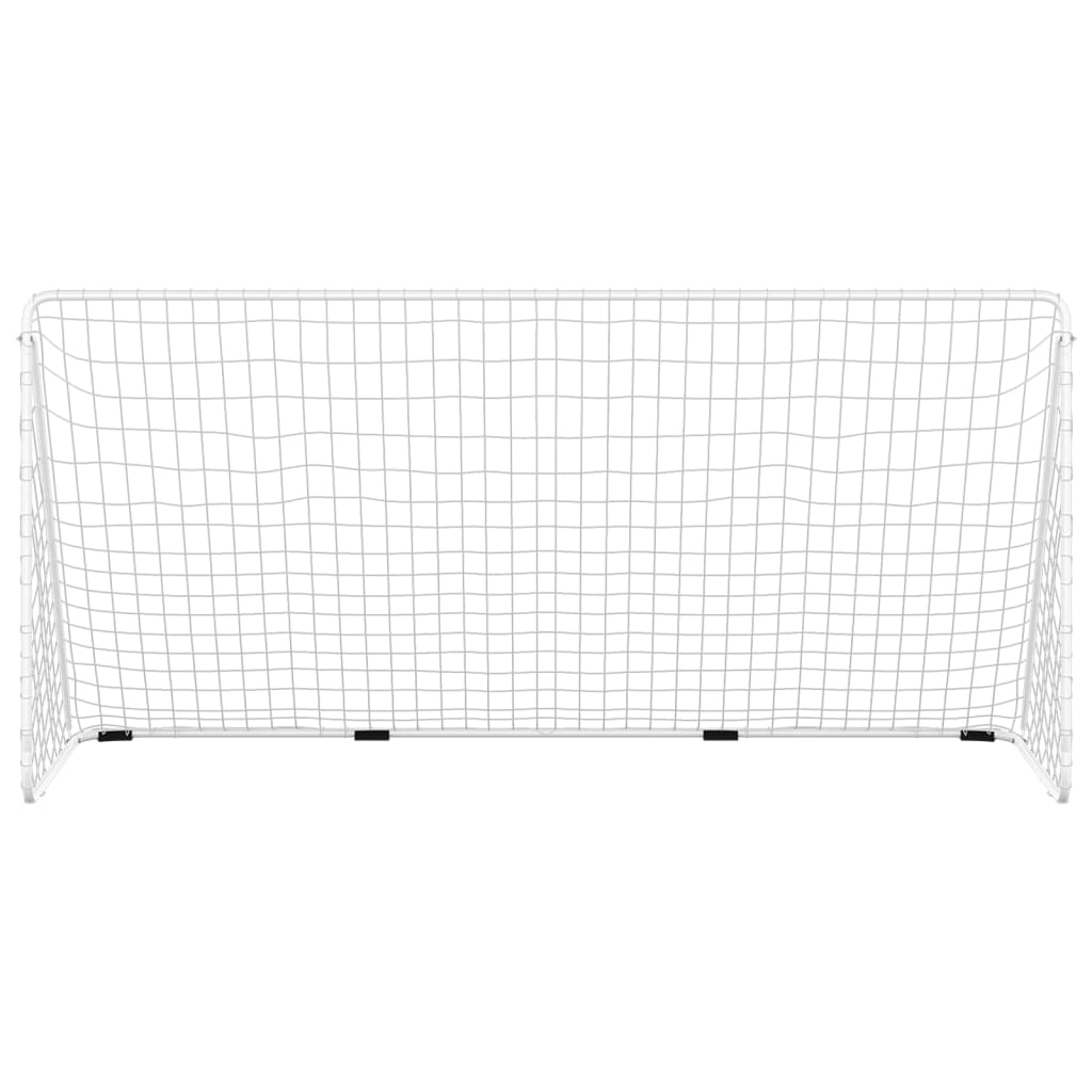 Porta da Calcio con Rete Bianca 366x122x182 cm in Acciaio