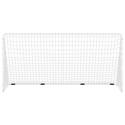 Porta da Calcio con Rete Bianca 366x122x182 cm in Acciaio