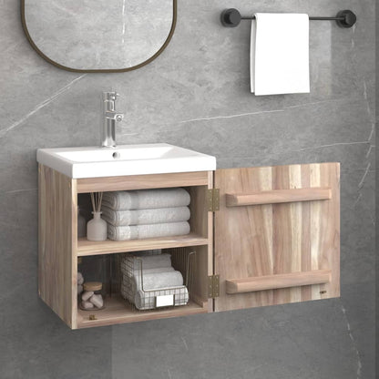 Mobile da Bagno a Parete 41x38x40 cm in Legno Massello di Teak