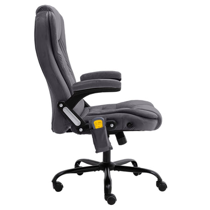 Sedia da Ufficio Massaggiante Grigio Scuro in Velluto