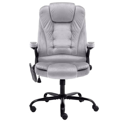 Sedia da Ufficio Massaggiante Grigio Chiaro in Velluto