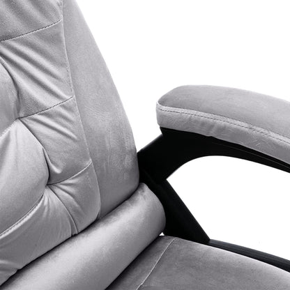Sedia da Ufficio Massaggiante Grigio Chiaro in Velluto